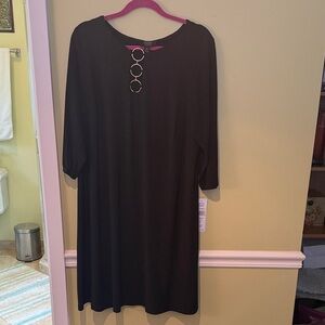 Chic Black Dress with Ring Accents